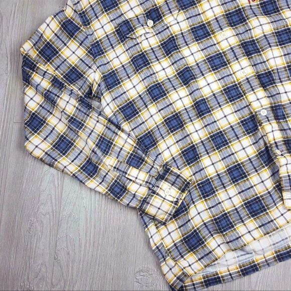 Vintage Tommy Hilfiger Tommy Jeans Long Sleeve Plaid Flannel Spell Out Pocket - Picture 6 of 11